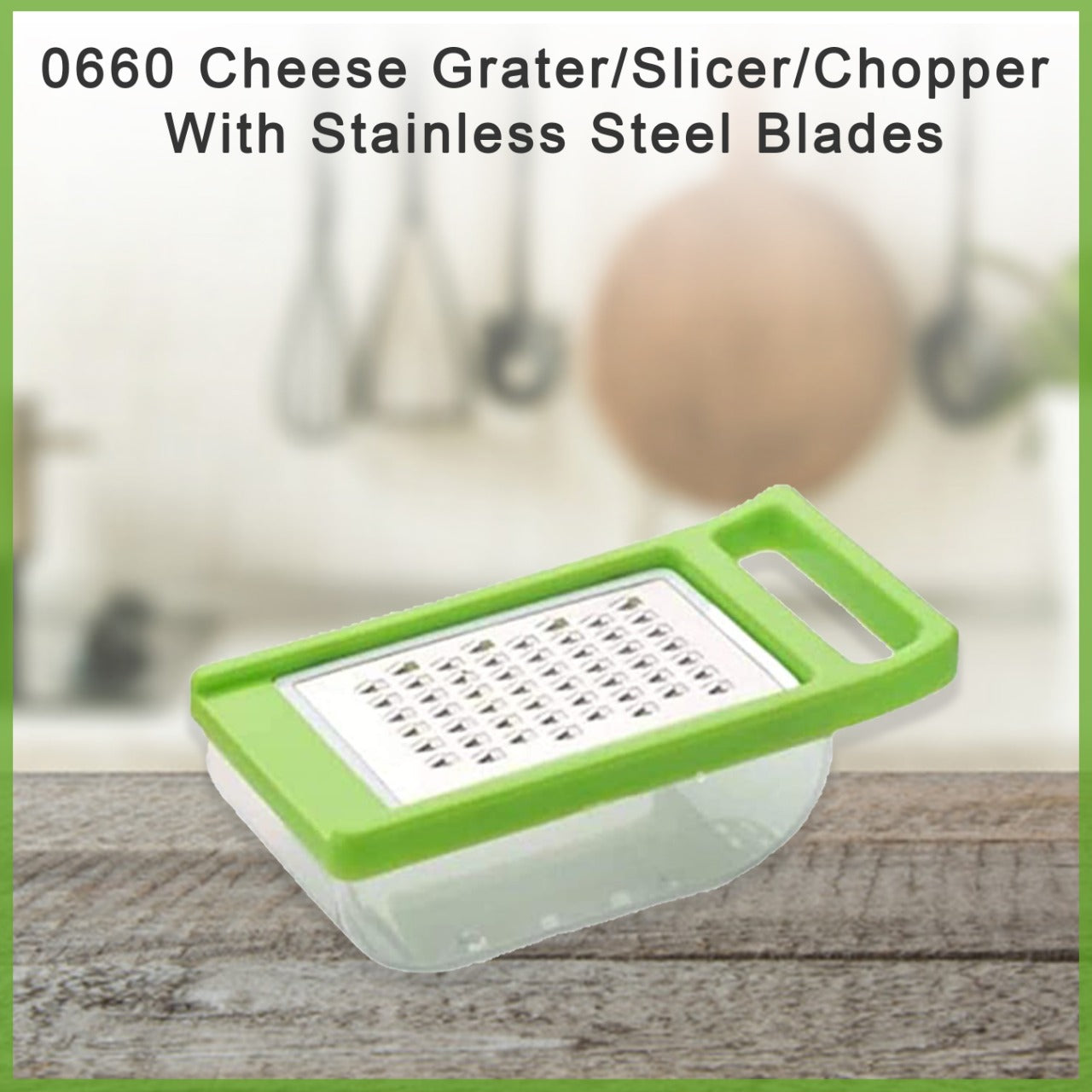 Hand holding the ergonomic Quickslice cheese grater, demonstrating its comfortable grip.