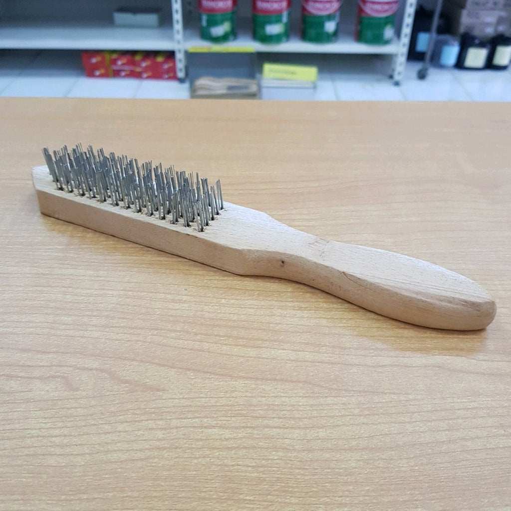 Angled view showcasing the robust stainless steel wires of the brush.