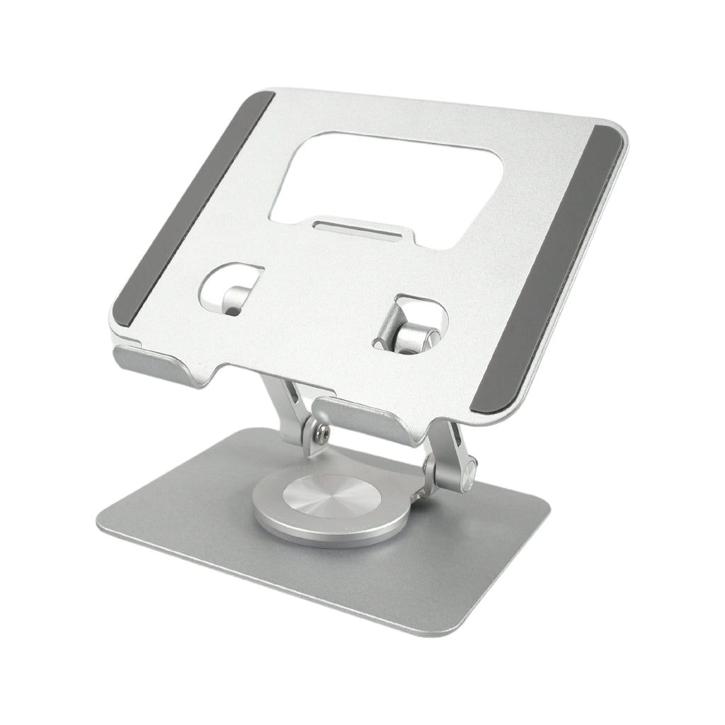 Laptop placed securely on the Phonixio adjustable stand, improving desk ergonomics.