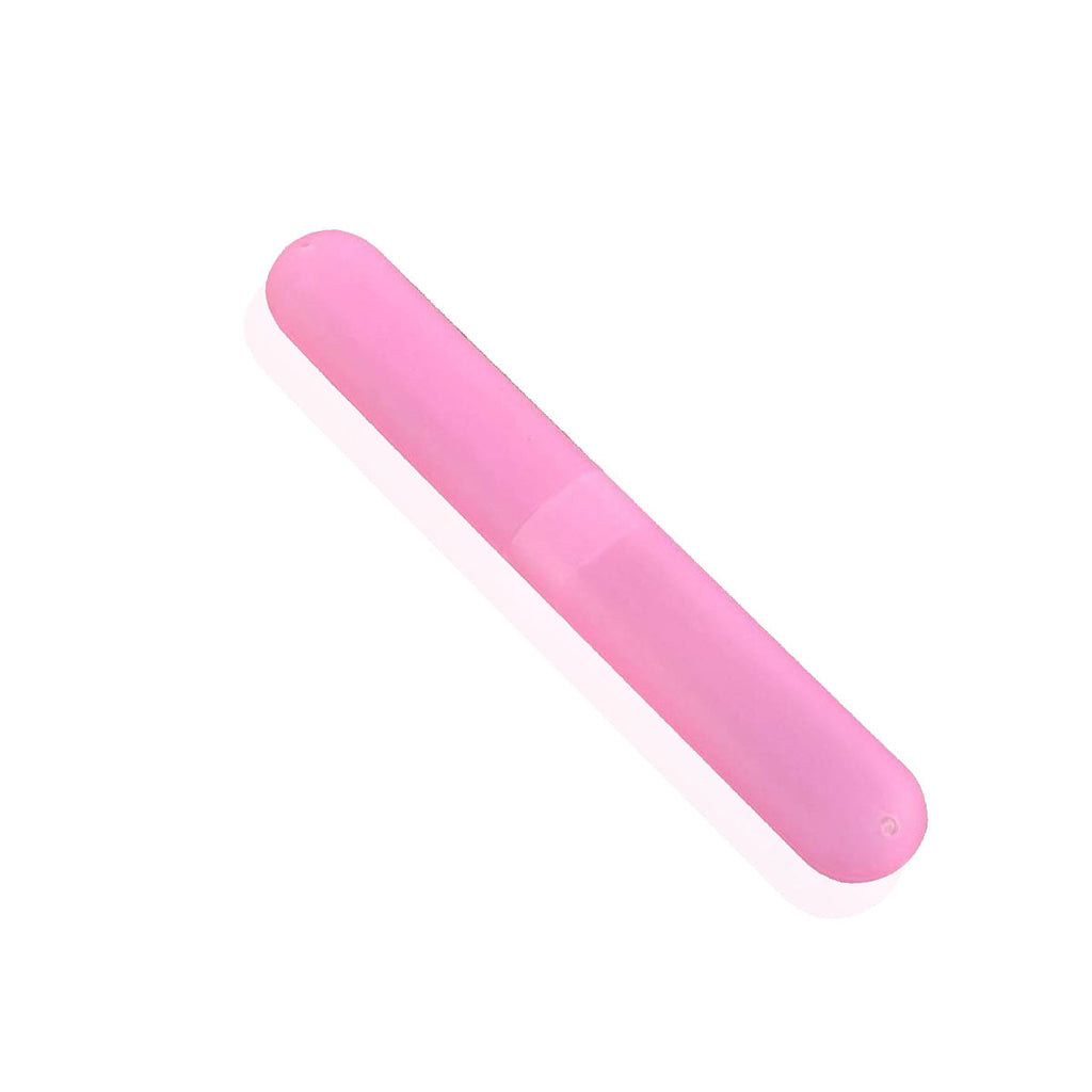Portable toothbrush travel case with a sleek, hygienic plastic design.