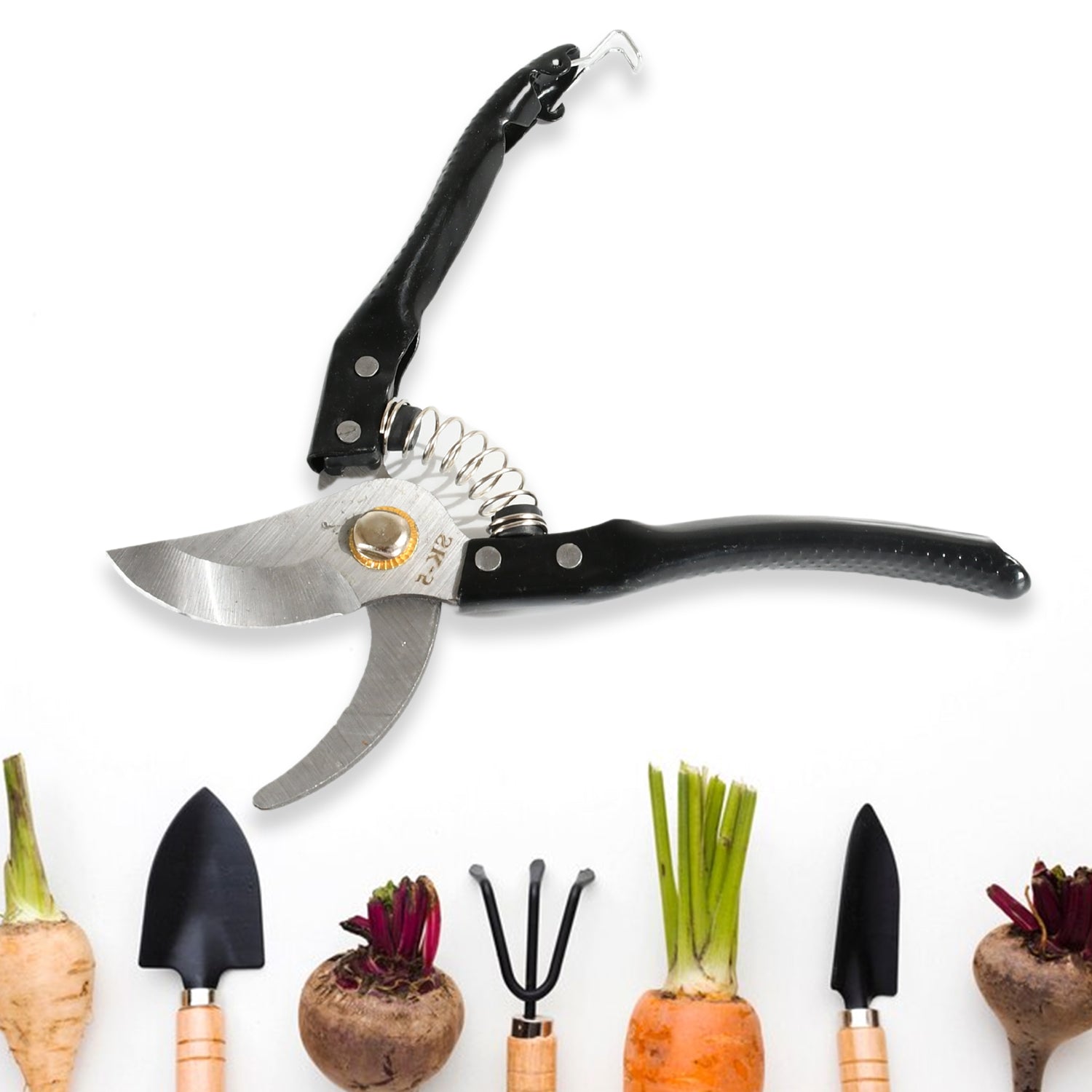 Velvet Wipe garden pruners stored safely in a convenient plastic casing.