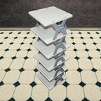 Side view showcasing the sturdy ABS construction of the 6-layer shoe rack.