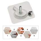 Adhesive screw hook with detailed view of its backing, illustrating easy installation.