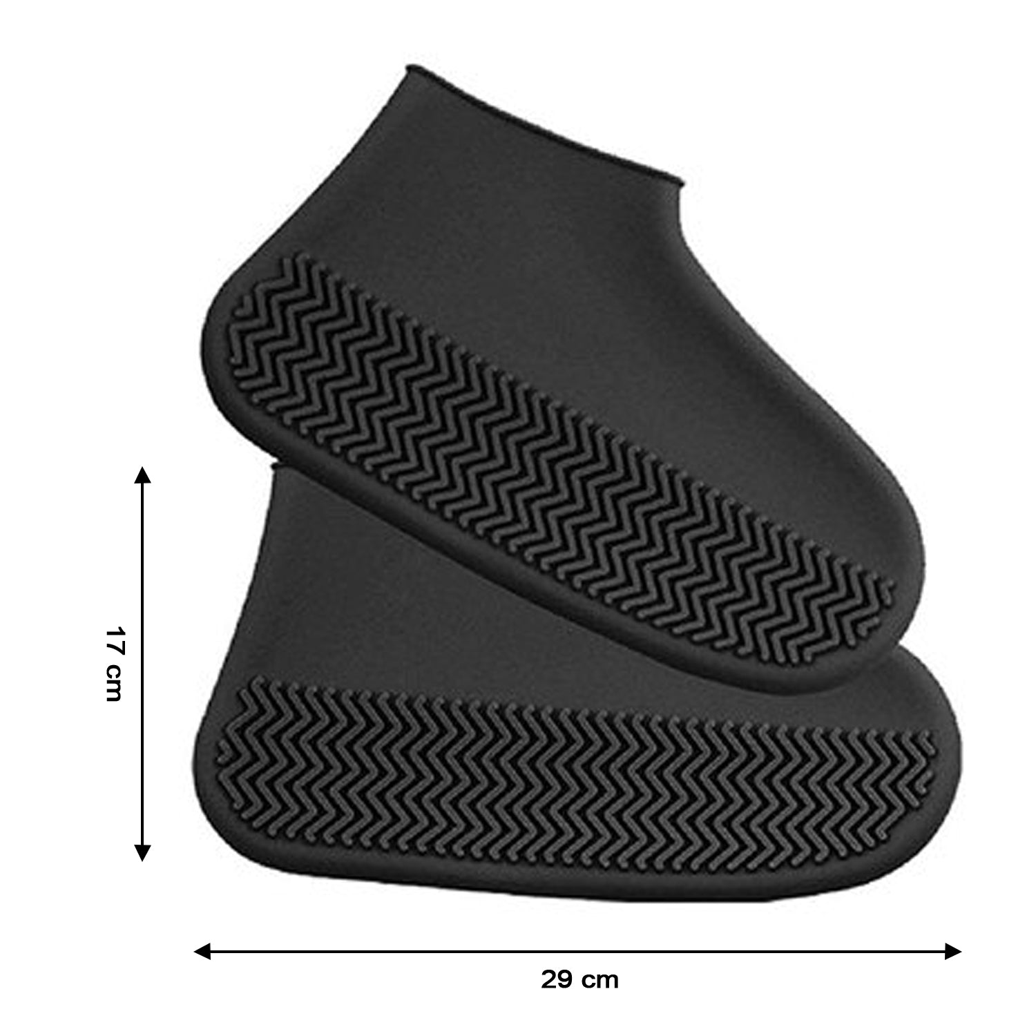 Underside view of a waterproof silicone shoe cover with textured anti-slip sole.
