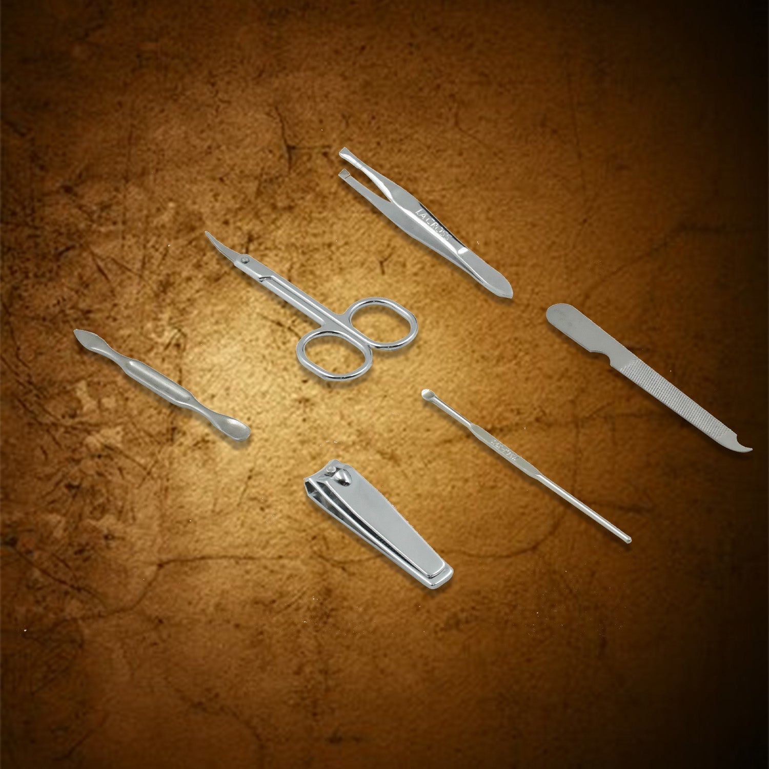 The complete 6-in-1 Nail Care Kit presented with its sturdy travel case.