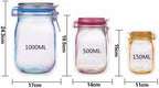 Clear jar-shaped stand-up pouch showcasing its utility for kitchen storage.