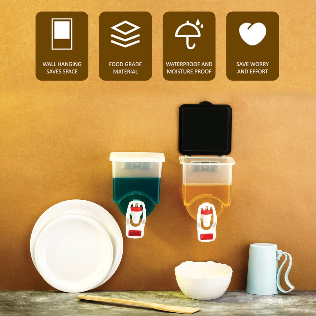 Side view of the 1100ml oil dispenser highlighting its space-saving design.
