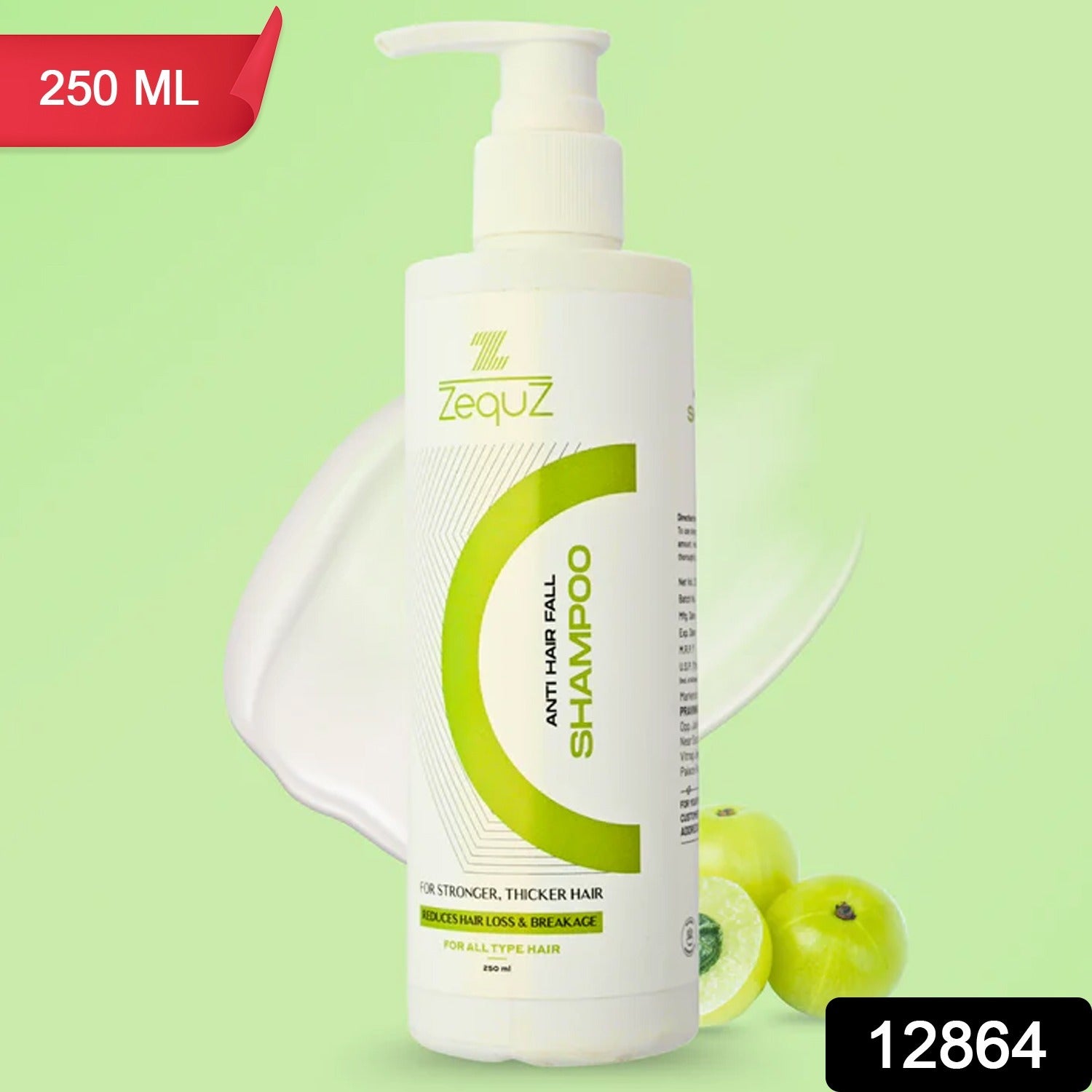 Zequz brand logo on anti hair fall shampoo packaging