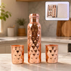Close-up of the diamond cut pattern on the pure copper water bottle.