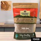 Close-up of textured organic jaggery powder showcasing natural sweetness
