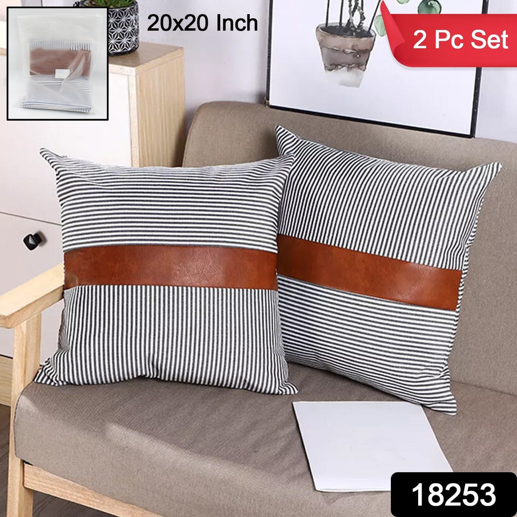 Two decorative 20x20 inch pillow covers with invisible zippers