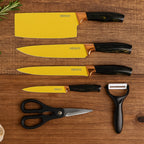 Complete kitchen knife and tool set with ergonomic grips