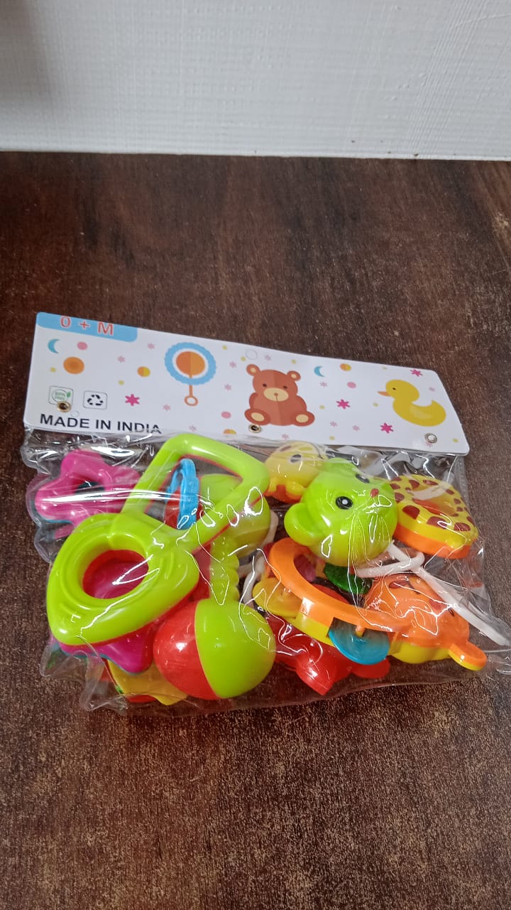 Variety of shaped and textured rattles to stimulate baby’s sensory skills