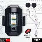Side view of the waterproof RGB LED strobe light, highlighting its convenient USB charging port.