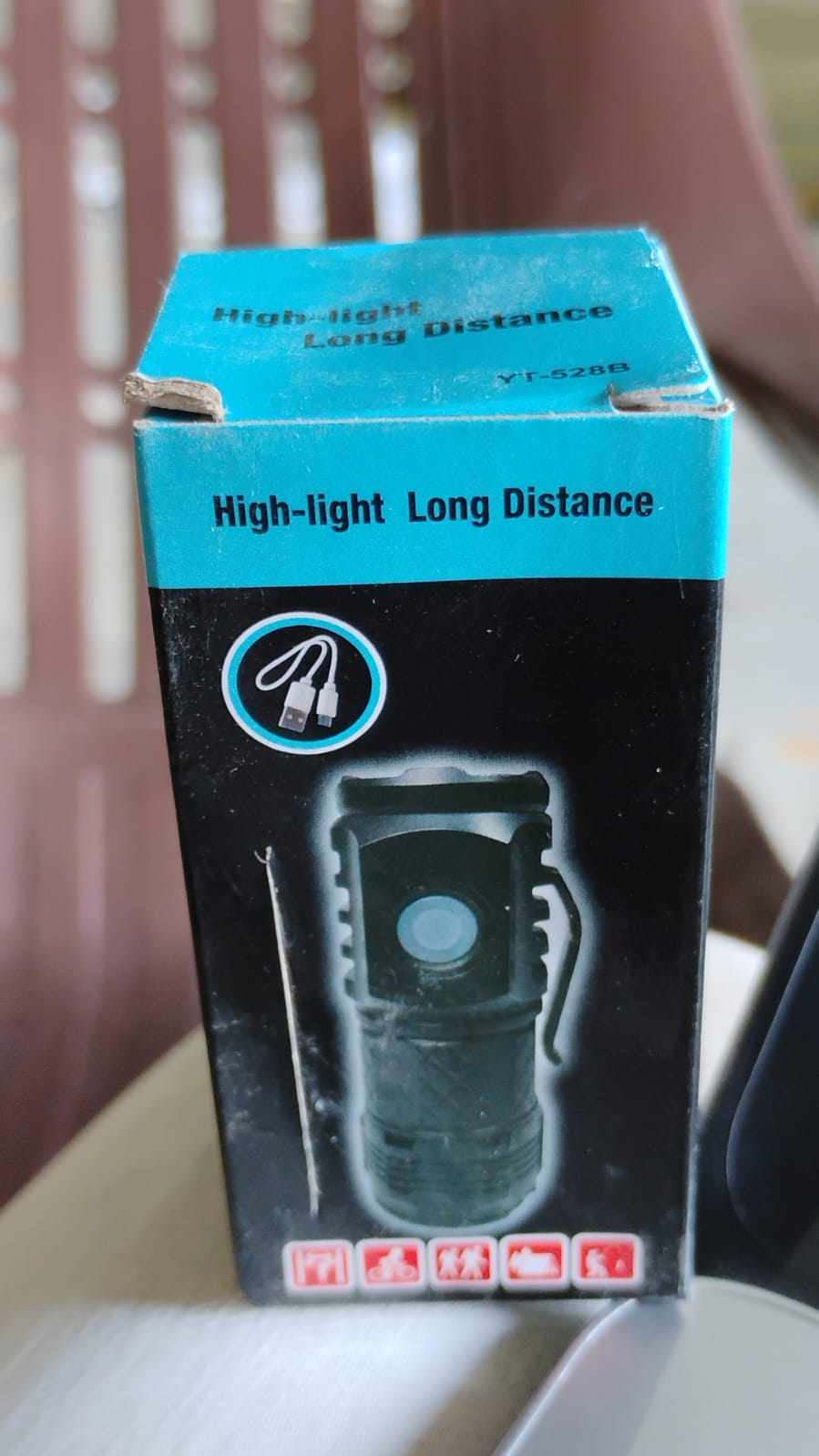 Portable small LED flashlight, perfect for camping and hiking.