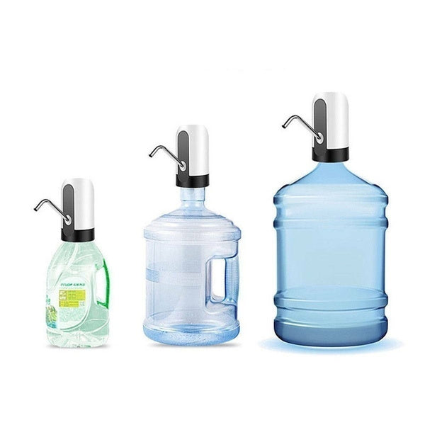 Water pump dispenser with its suction pipe submerged in a 20L bottle.