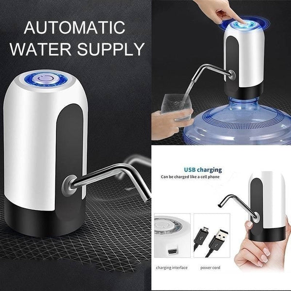 Sleek and modern design of the drinking water pump with an illuminated button.