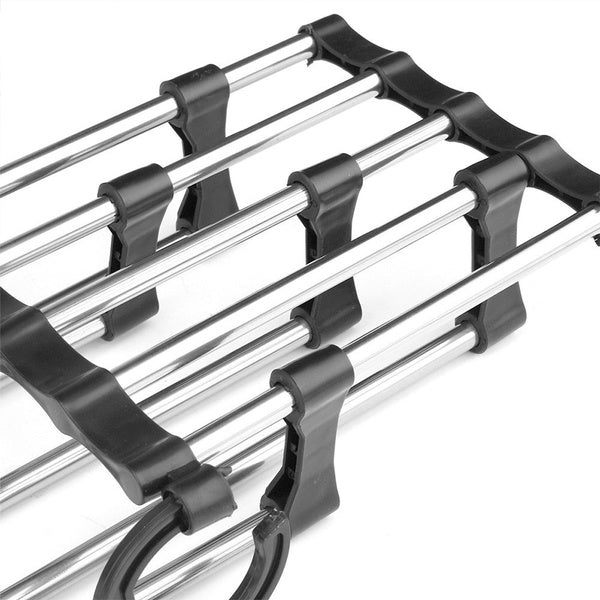 Organivo pants hanger organizer with clothes, highlighting its sturdy build and practical use.