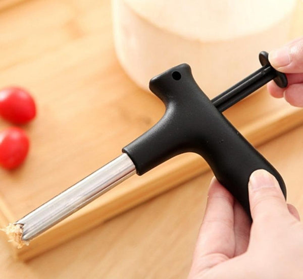 Durable coconut opener tool ready for tropical drinks.
