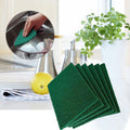 Pack of six aqua green scrub sponge pads for effective household cleaning.