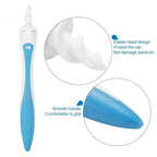 Silicone earwax remover kit displayed with all 16 soft replacement tips.