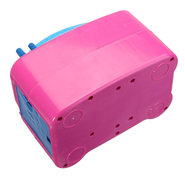 Side view of the portable electric balloon inflator, ready for use.