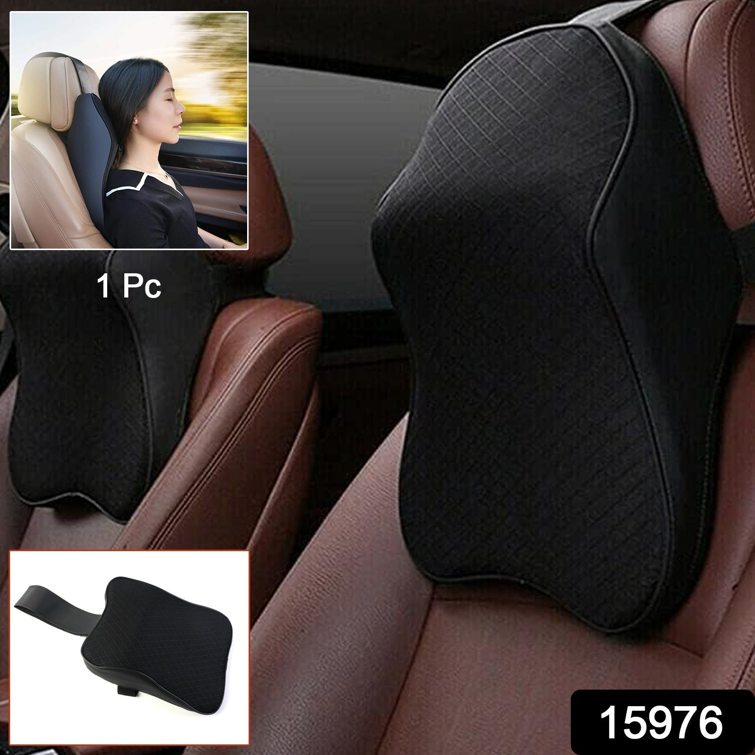 Car headrest neck pillow providing cervical support during driving