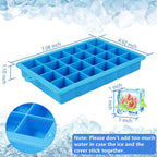 Top view of a 24-cavity silicone ice cube tray, ready to fill.
