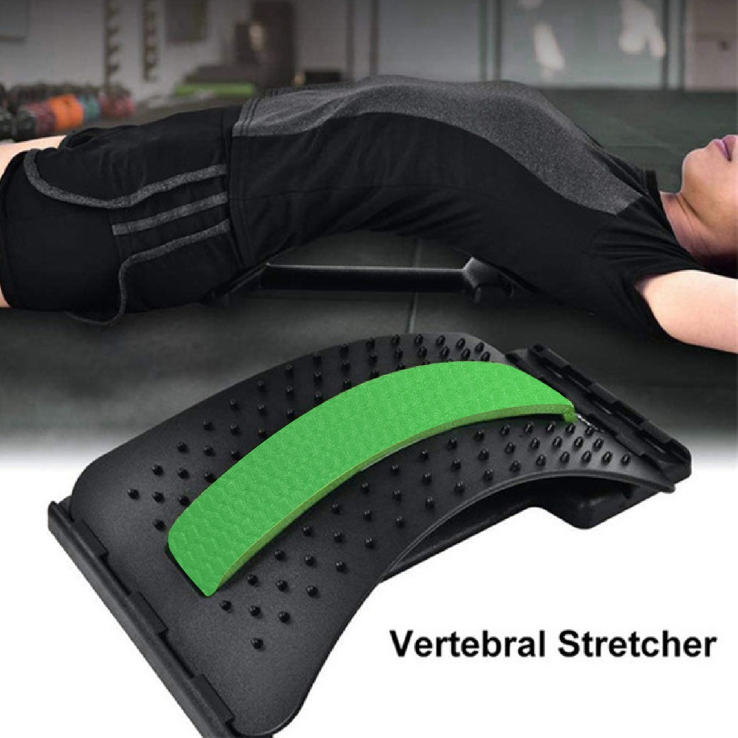 Person easily assembling the multi-level back stretcher before use, highlighting portability.