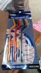 All three specialized brushes of the mini wire brush set displayed together, showcasing their utility.