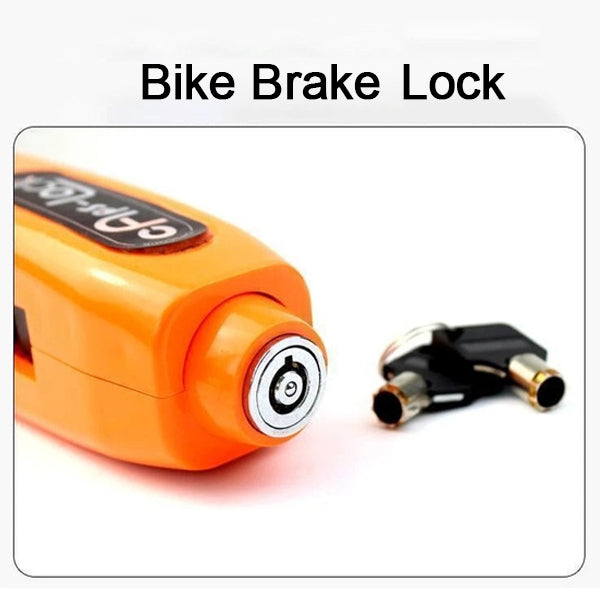 Close-up of the robust construction of the heavy-duty bike brake lock.