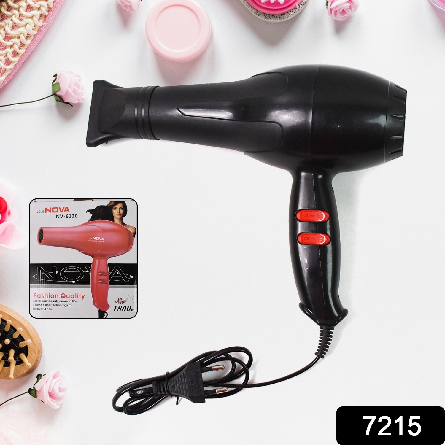 Professional hair dryer with nozzle, ready for salon-quality styling.