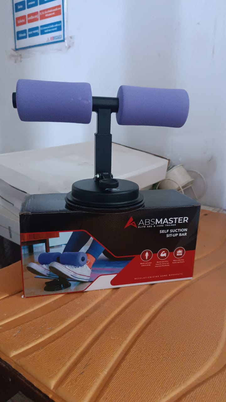 Product packaging of the FitFuzion Suction Sit-Up Tool, highlighting its fitness benefits.