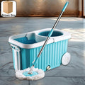 Spin Mop with 360° rotating microfiber head and stainless steel spinner with large bucket