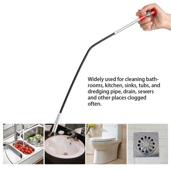 Illustrating the effectiveness of the drain cleaning hook on a severe blockage.