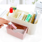 Angled shot of the desktop organizer, perfect for storing makeup, jewelry, and small accessories.