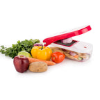 Another angle of the Ganesh manual vegetable chopper, emphasizing its easy-pull cord.