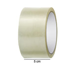 A stack of 120-meter clear high adhesive tape rolls for efficient packaging.