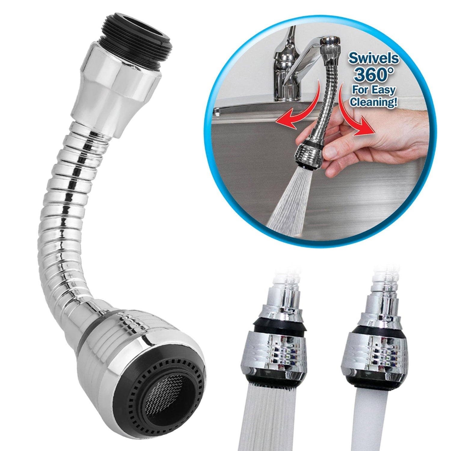 Detailed view of the flexible water sprayer nozzle for precise watering.