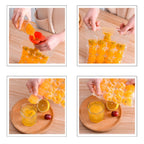 Fresh ice cubes from a disposable ice bag chilling a drink in a glass.