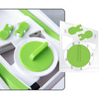 Time-saving vegetable chopper with safety pusher.