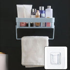 Stylish and practical wall shelf organizing essentials in a compact space.