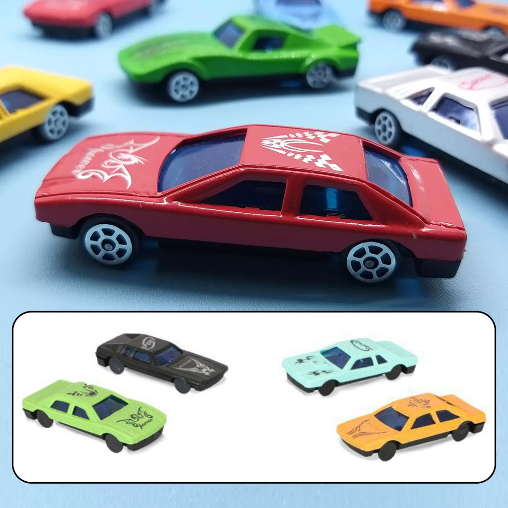 Close-up of several unique toy cars from the 25-piece set, highlighting their vibrant colors.