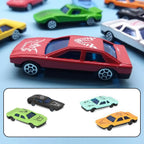 Close-up of several unique toy cars from the 25-piece set, highlighting their vibrant colors.