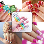 Nail art dotting tool set of 5 pens with colorful tips for womenÕs nail design.