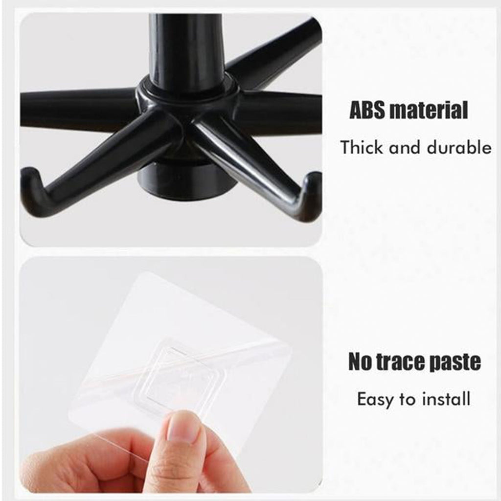 Close-up of strong adhesive backing on rotatable hook for secure mounting