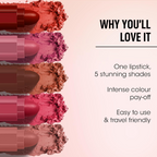 Hydrating and smudge-proof 5-in-1 lip color stick