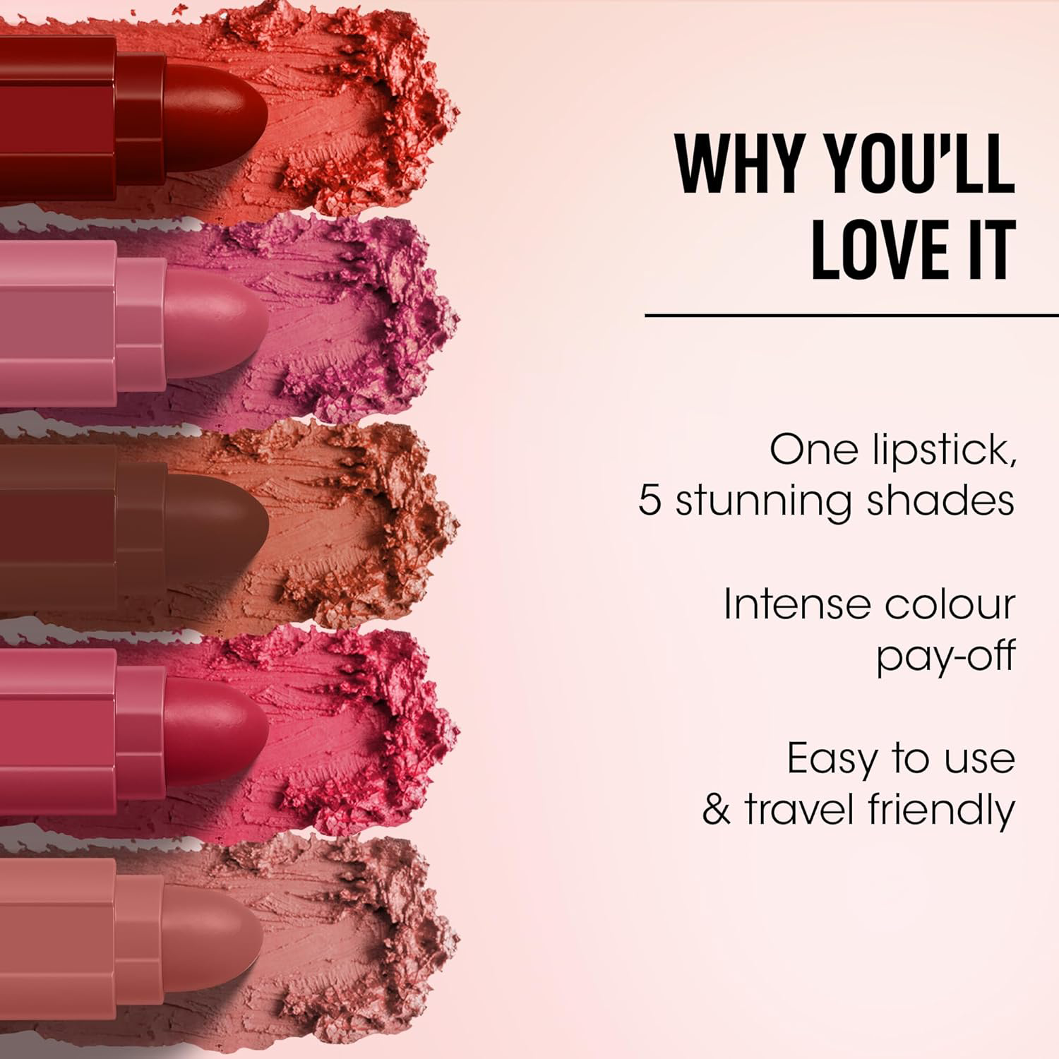 Hydrating and smudge-proof 5-in-1 lip color stick