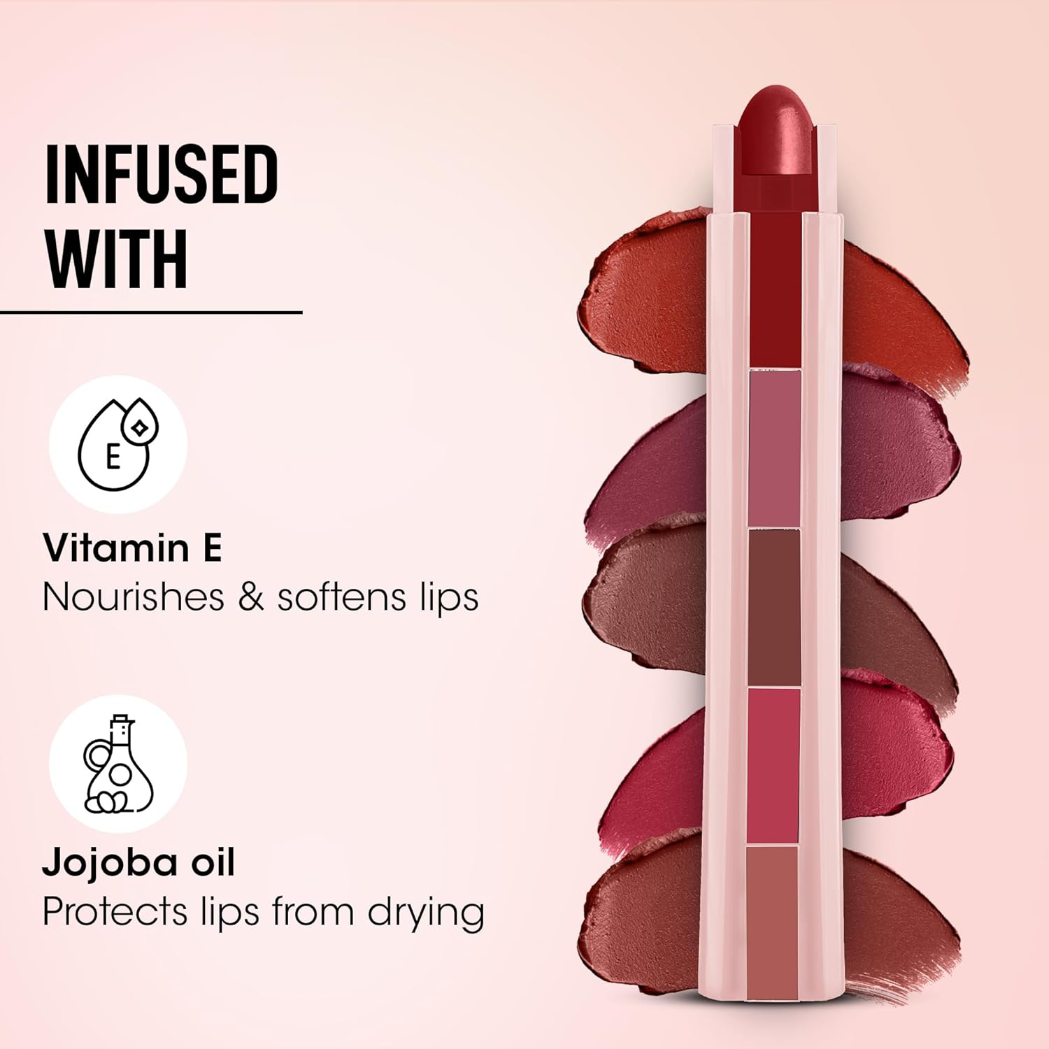 Vitamin E enriched 5-in-1 lipstick for moisturized lips