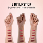 Multi-shade 5-in-1 lipstick with durable pigmentation